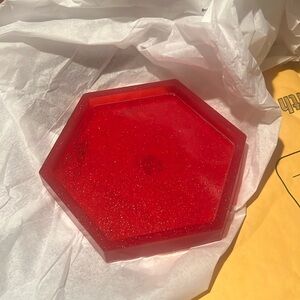 Resin jewelry tray New Red glitter stocking stuffer Dish
